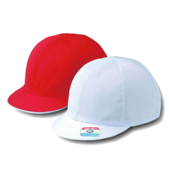 ツイル紅白体操帽 六方型(アゴゴム付PET)