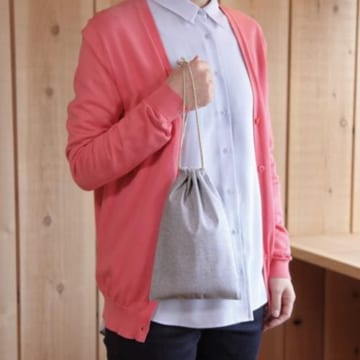 リサイクルコットンポリ巾着(グレー)