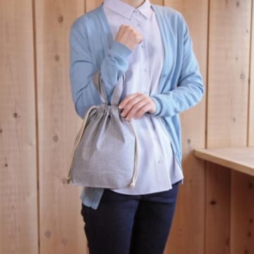 リサイクルコットンポリエコ巾着(グレー)